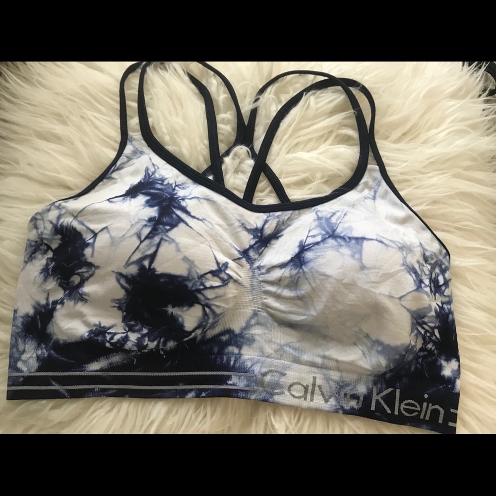 Calvin Klein blue marble sports bra